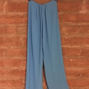Satin bright blue flowy pants